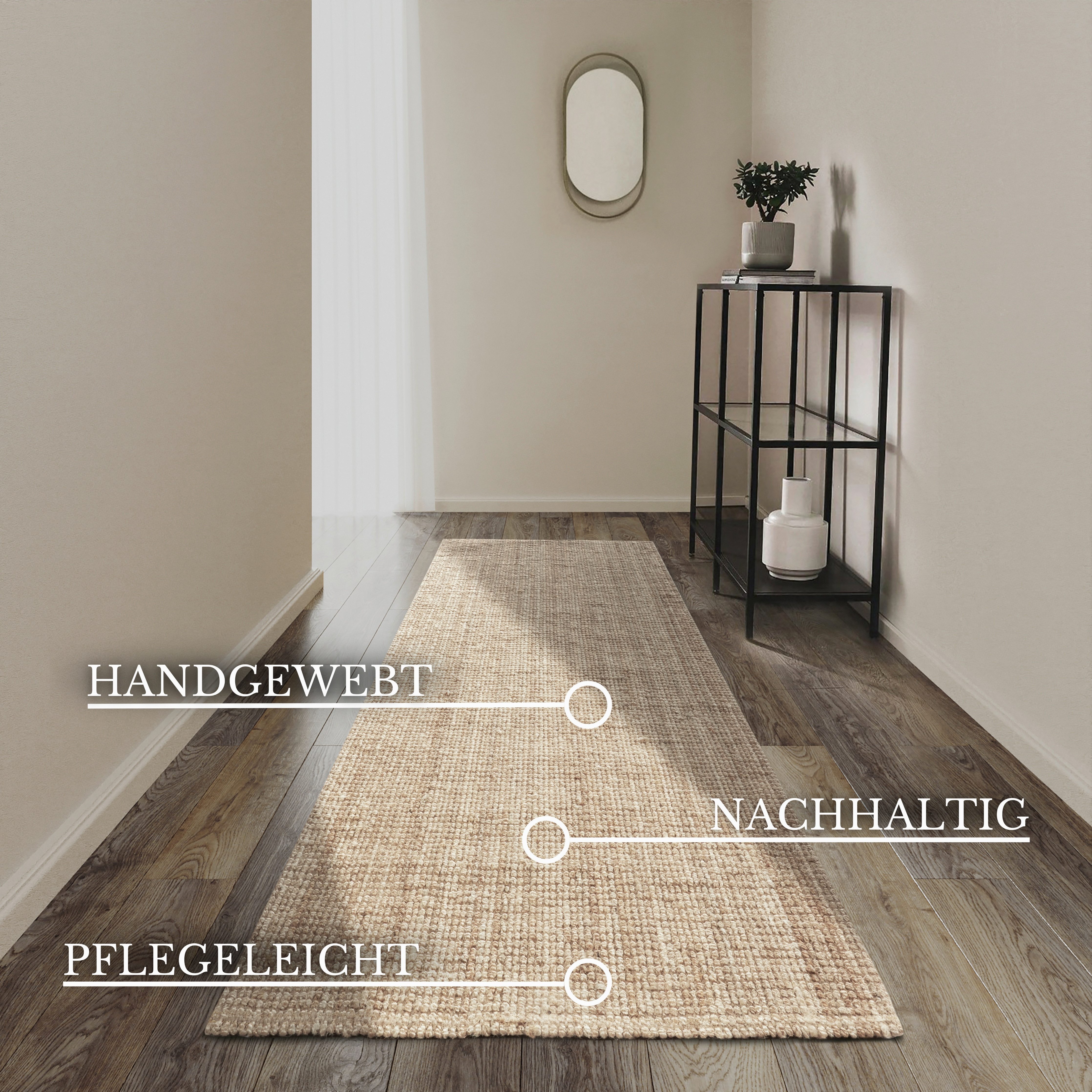 Villeroy & Boch Teppich Rosalie Juteteppich, rechteckig, Höhe: 10 mm, Läufer, 100% Jute, Natur, Wohnzimmer, Esszimmer, Schlafzimmer, GRS