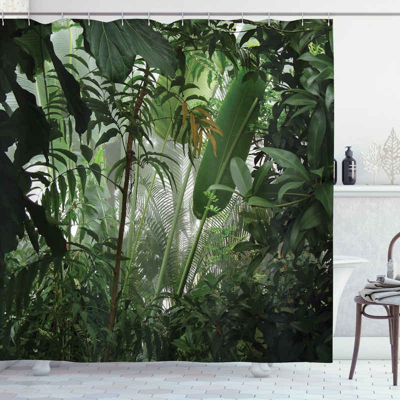 Abakuhaus Duschvorhang Moderner Digitaldruck mit 12 Haken auf Stoff Wasser Resistent Breite 175 cm, Höhe 180 cm, Grün Tropischer Regenwald Wilde
