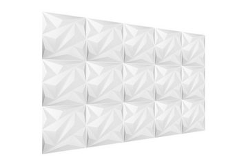 Hexim Wanddekoobjekt HD137 (PVC Kunststoff - weiße Wandverkleidung mit 3D Optik - Diamond Motive (0.25 qm 1 Platte) Kinderzimmer Wand Ideen)