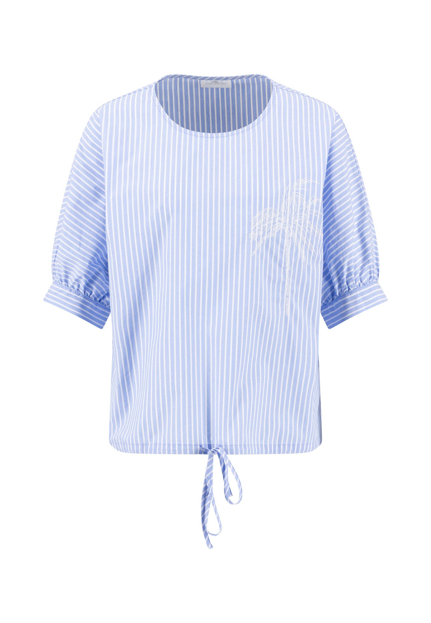 FYNCH-HATTON Langarmbluse BLOUSE RUFFEL BIND STRIPE EMBRO