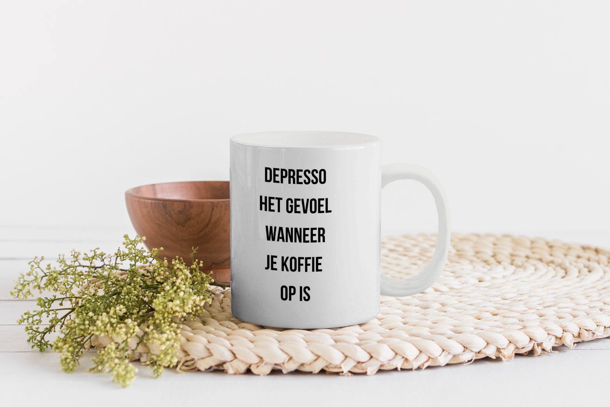 MuchoWow Tasse Keramik, Becher, Teetasse, Kaffeetassen, Teetasse, Sprichwörter - Depresso, Geschenk - Zitat