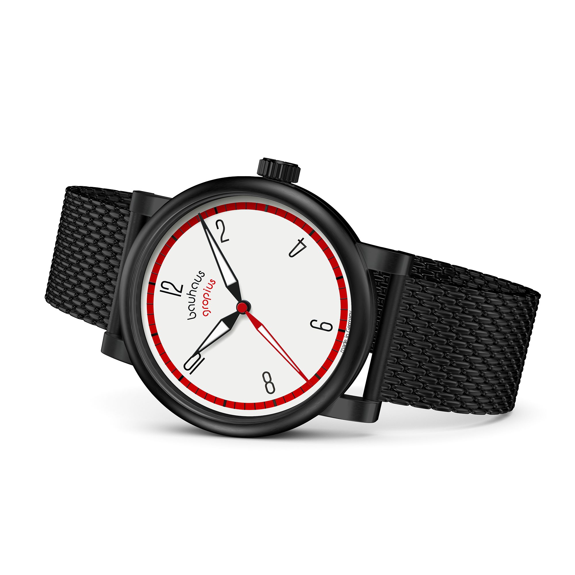 Walter Gropius Automatikuhr Made in Germany, Saphirglas, Kontur Automatik - WGA 803-011M, Designeruhr, Edelstahlband mit Easy-Release System, Edelstahlgehäuse