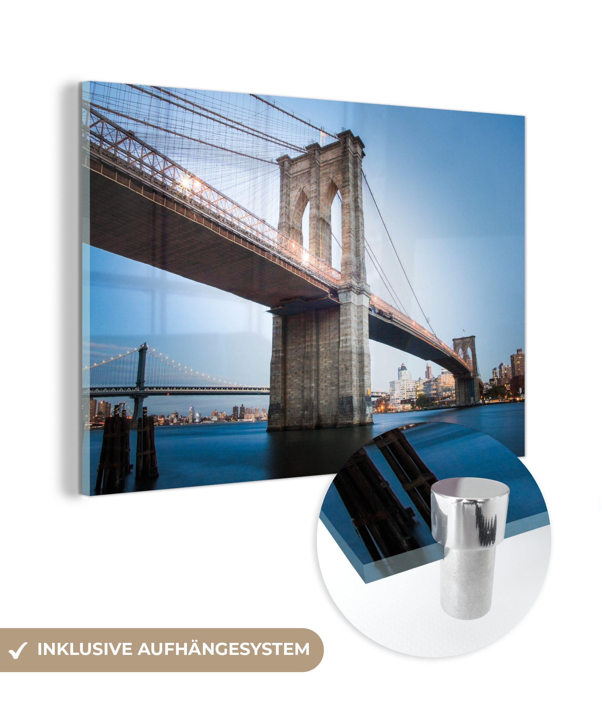 MuchoWow Acrylglasbild Brücke - Brooklyn - Amerika, (1 St), Acrylglasbilder Wohnzimmer & Schlafzimmer | Bilder