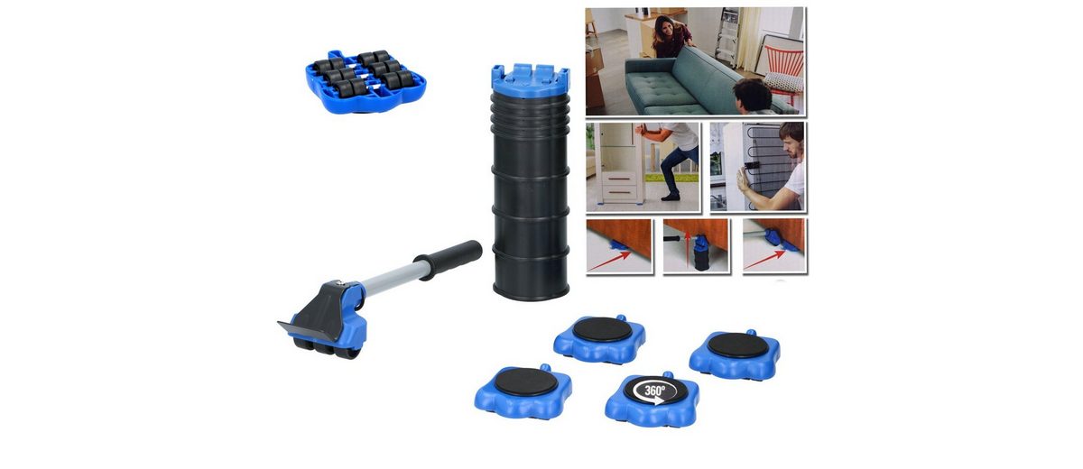 Möbelheber + Möbelroller 6-TLG Möbel-Transportroller-Set 360° Drehbare