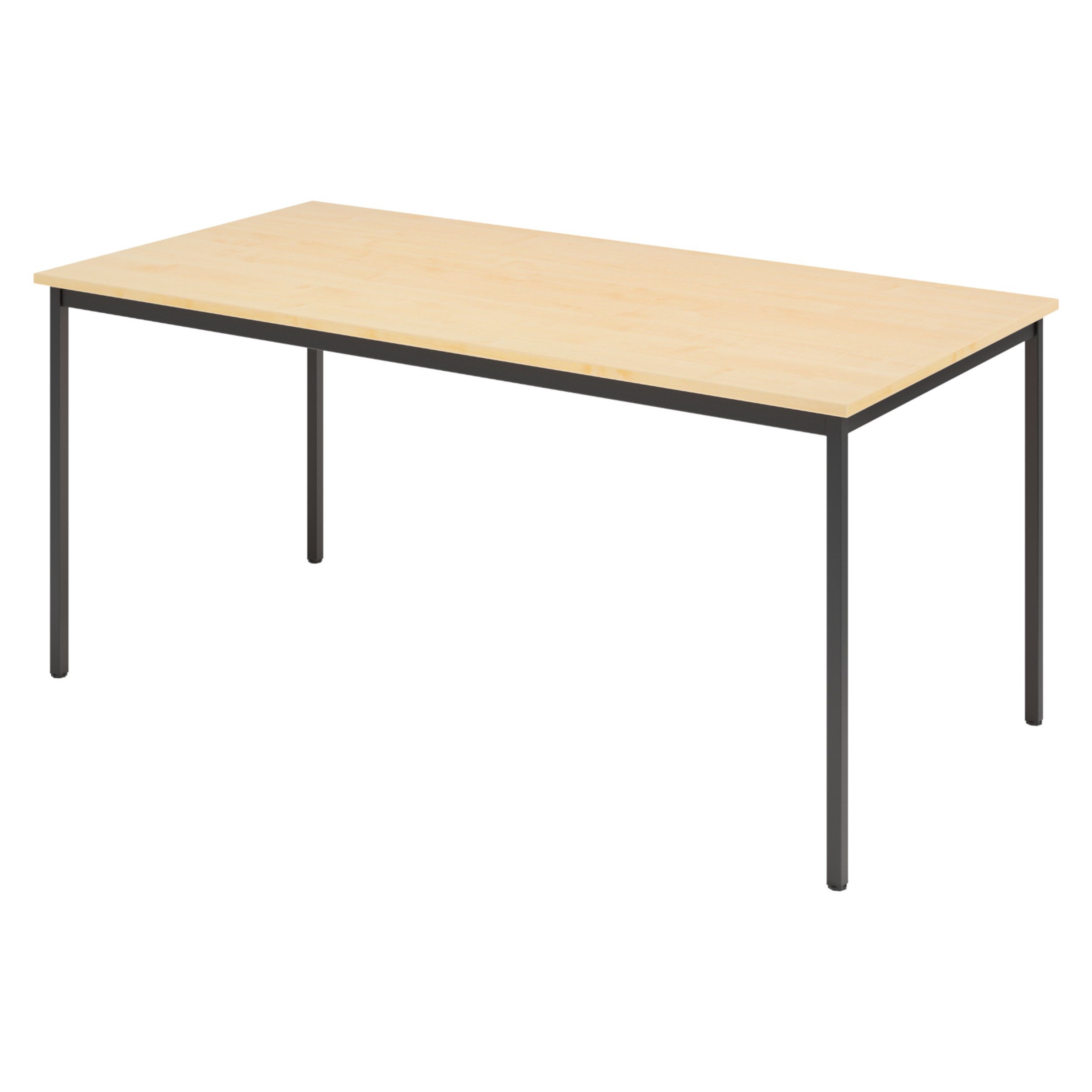 bümö Konferenztisch Kantinentisch Serie-V, Rechteck: 160x80 cm - Optik: Ahorn/Schwarz