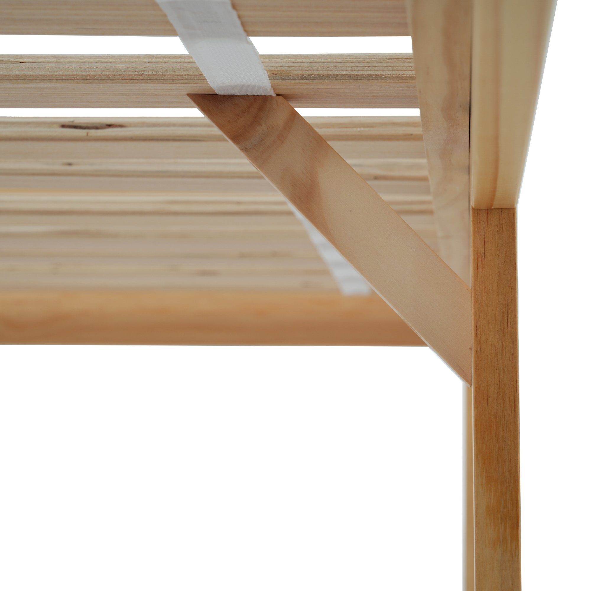 Massivholzbett, Einzelbett mit Kopfteil und Lattenrost, Futonbett 90x200cm
