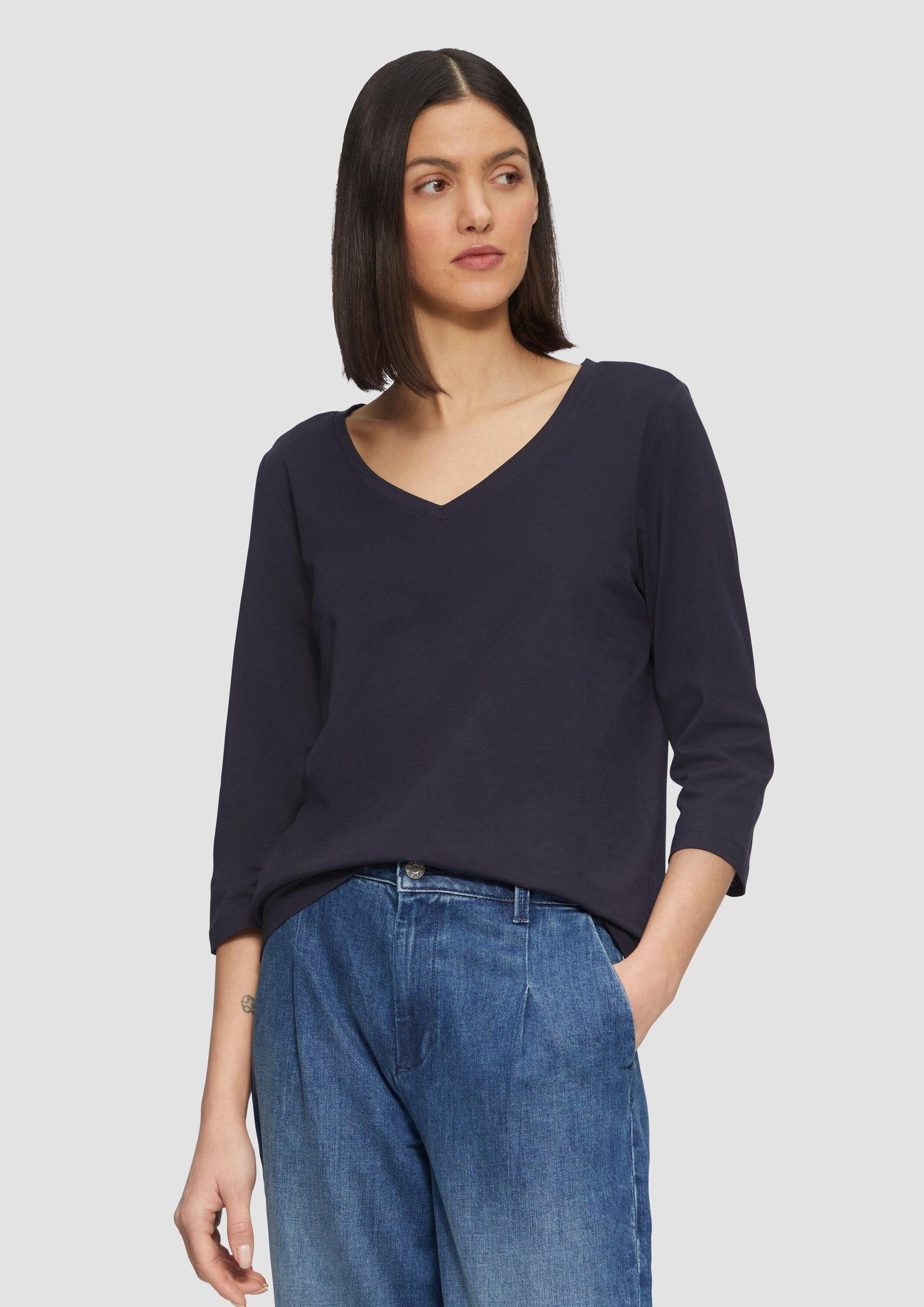 s.Oliver 3/4-Arm-Shirt T-Shirt Jerseyshirt mit V-Ausschnitt und 3/4-Ärmeln günstig online kaufen