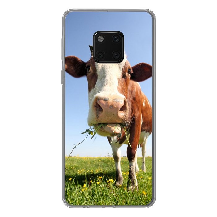 MuchoWow Handyhülle Kuh - Tiere - Blumen - Gras Handyhülle Huawei Mate 20 Pro Handy Case Silikon Bumper Case