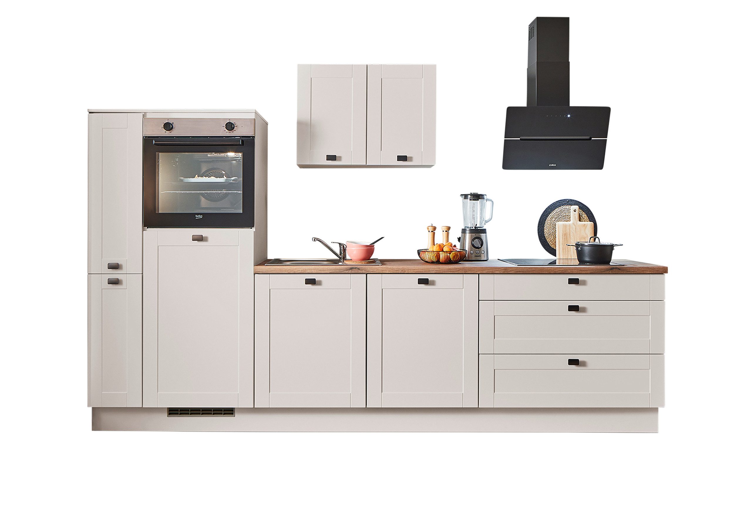 pino Küchenzeile Stockholm, individuell anpassbar, gratis Küchenplanung mit Profis, (Breite 310cm), vormontiert, wahlw. mit E-Geräten, Preis inkl. Lieferung & Montage