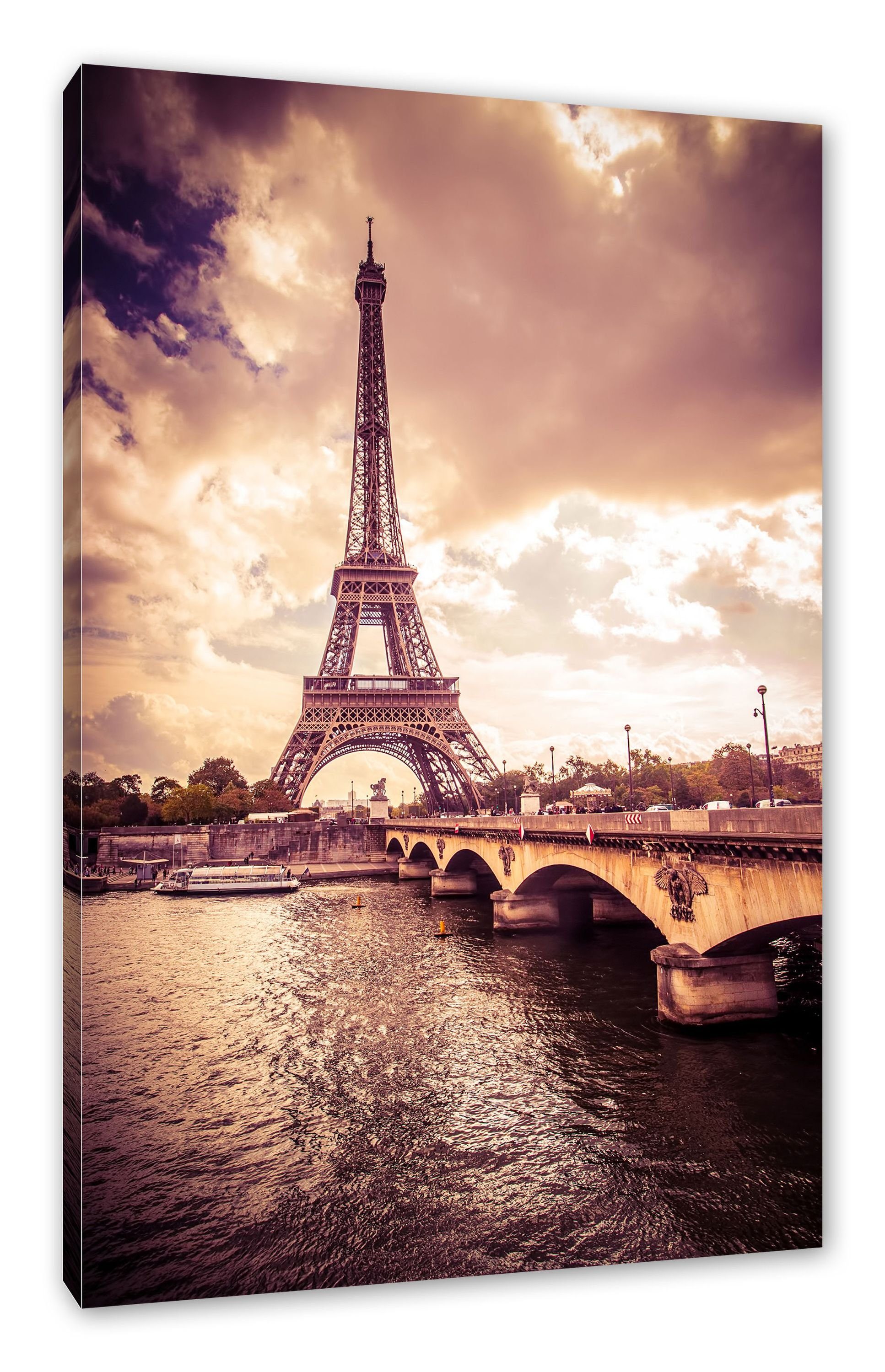 Pixxprint Leinwandbild Eiffelturm in Paris, Eiffelturm in Paris (1 St), Leinwandbild fertig bespannt, inkl. Zackenaufhänger
