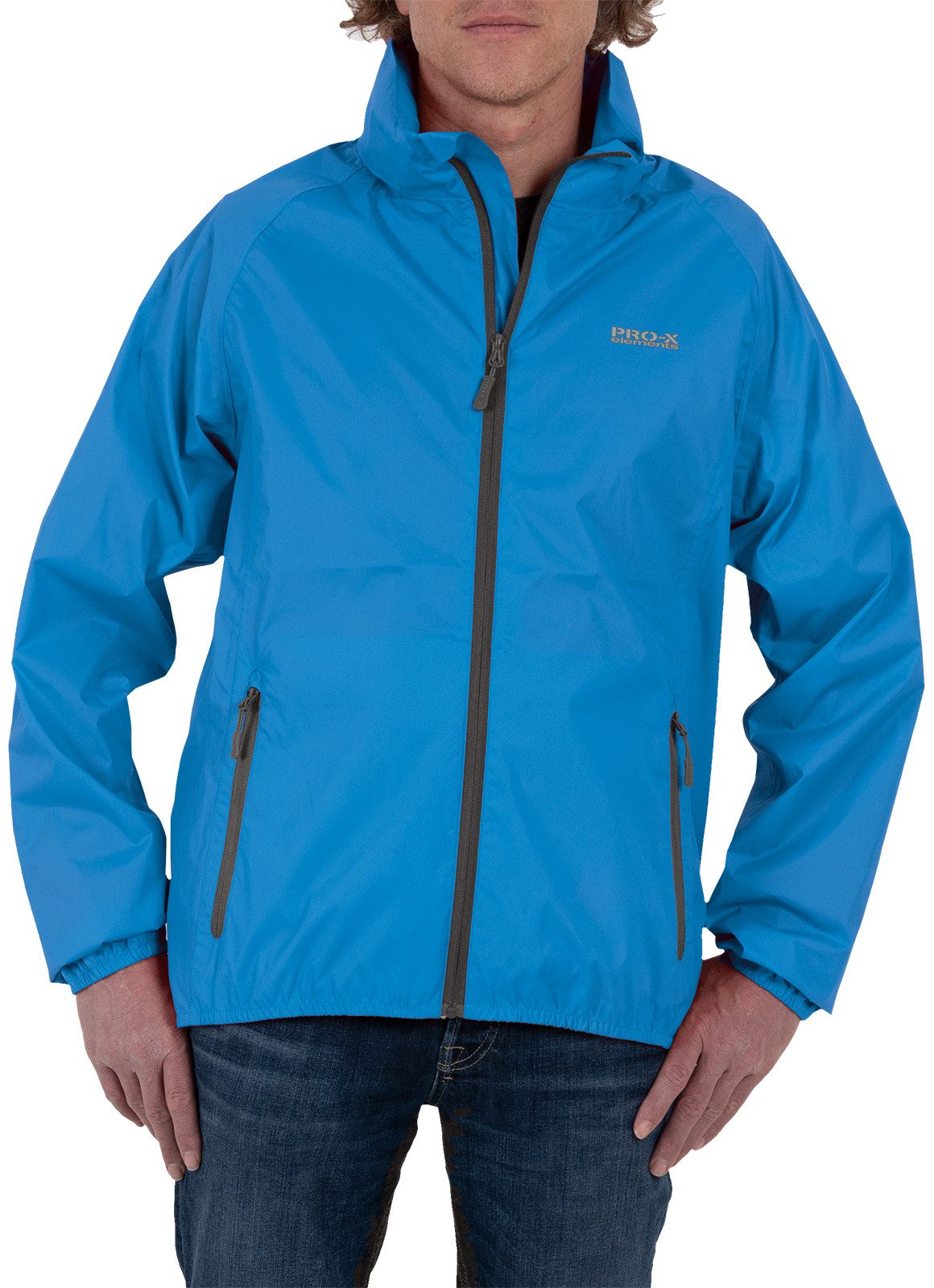 PRO-X ELEMENTS Regenjacke PACKable wasserdicht, atmungsaktiv, winddicht, reflekt. Elemente Leicht, im Packsack verstaubar, Kapuze, große Größen