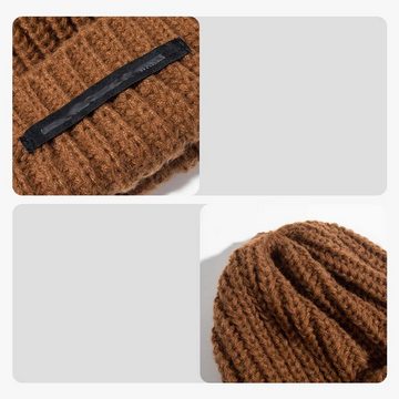 FIDDY Strickmütze Lockere Mütze Damen Herbst und Winter warmer Gehörschutz Strickmütze (1-St)