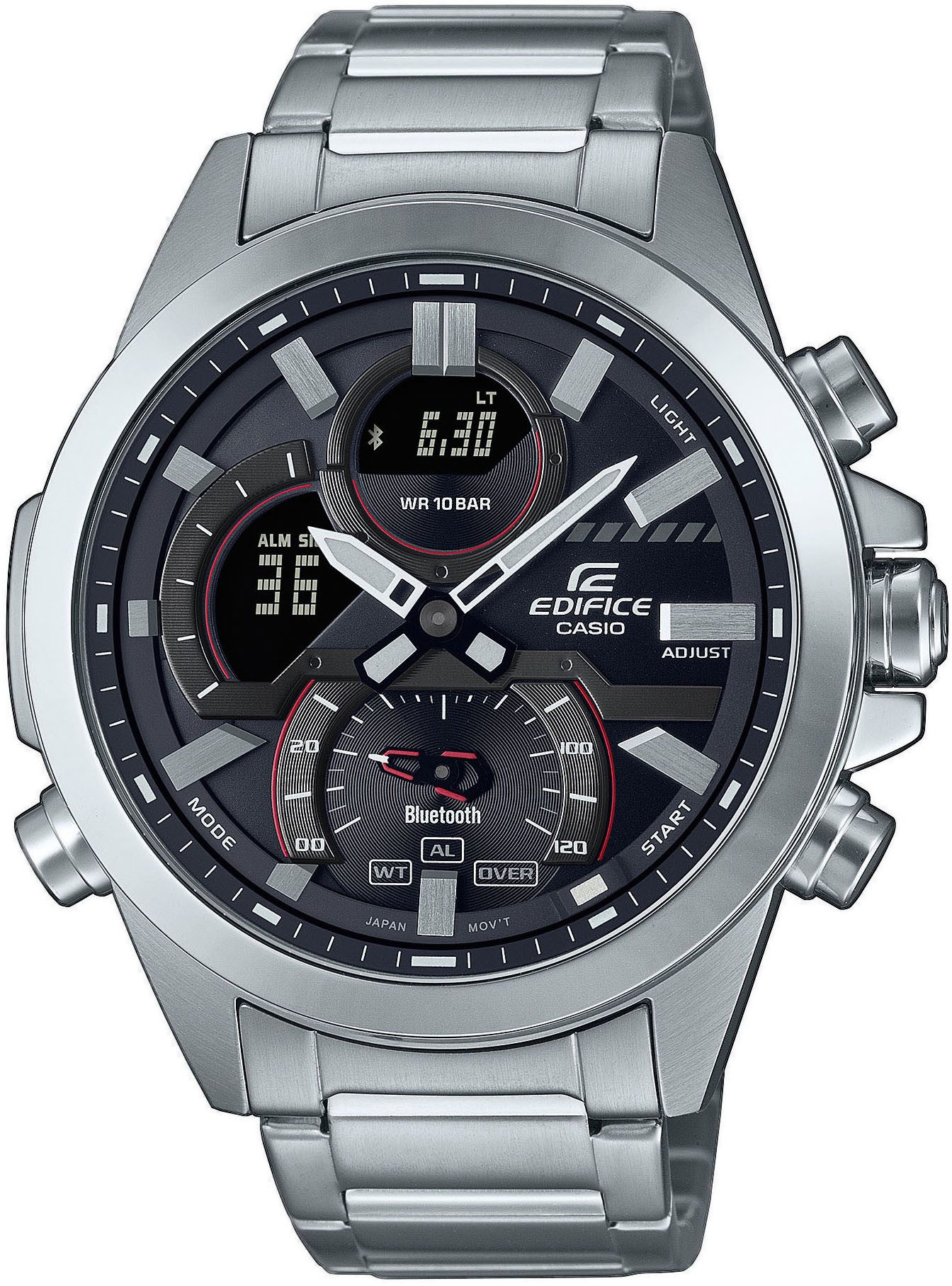 CASIO EDIFICE ECB-30D Smartwatch, Armbanduhr,Herrenuhr,Bluetooth,Stoppfunktion,Weltzeit,Edelstahlarmband