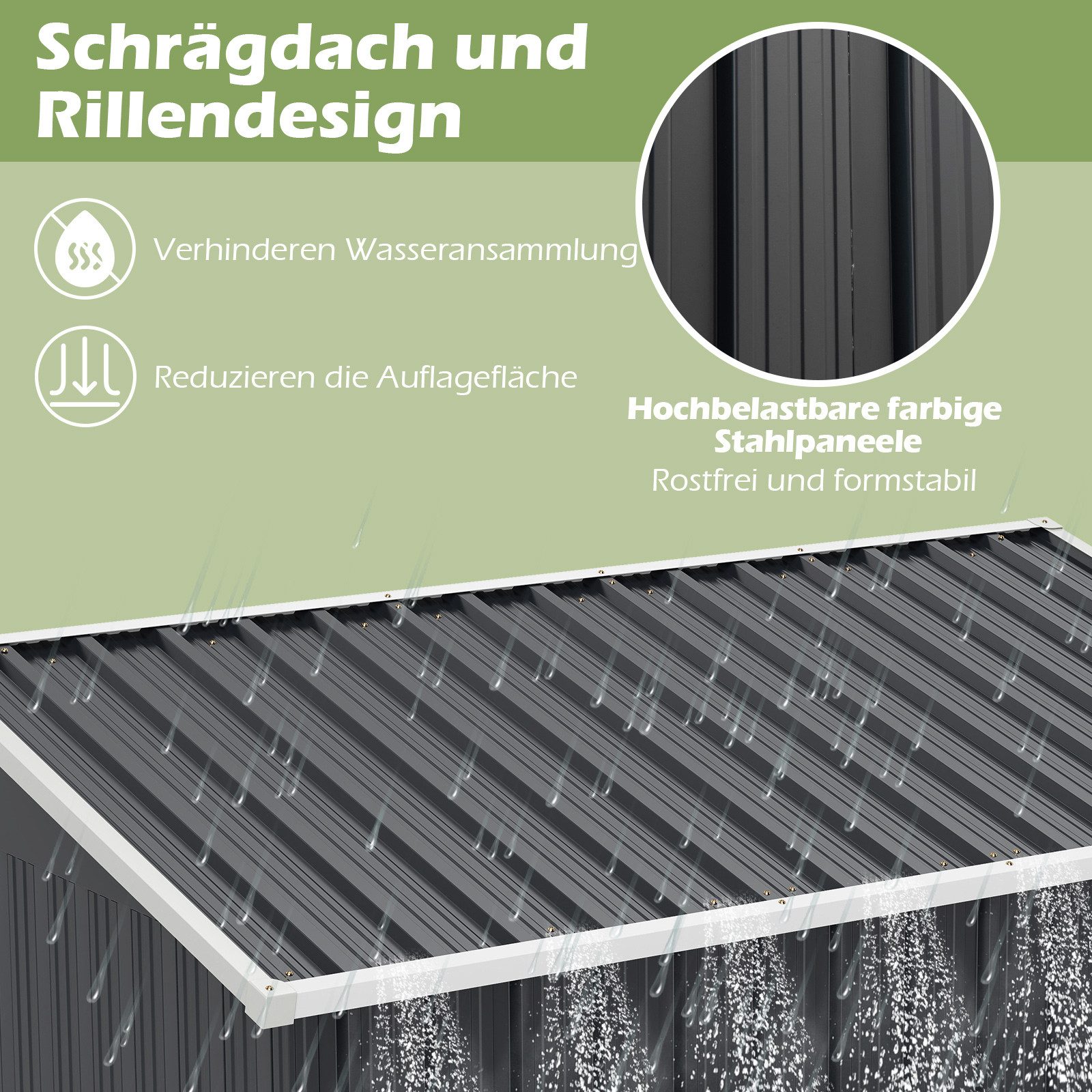 COSTWAY Gerätehaus, BxT: 163x71 cm, (1 St), Gartenhaus, Geräteschuppen, mit Schiebetür, Metall