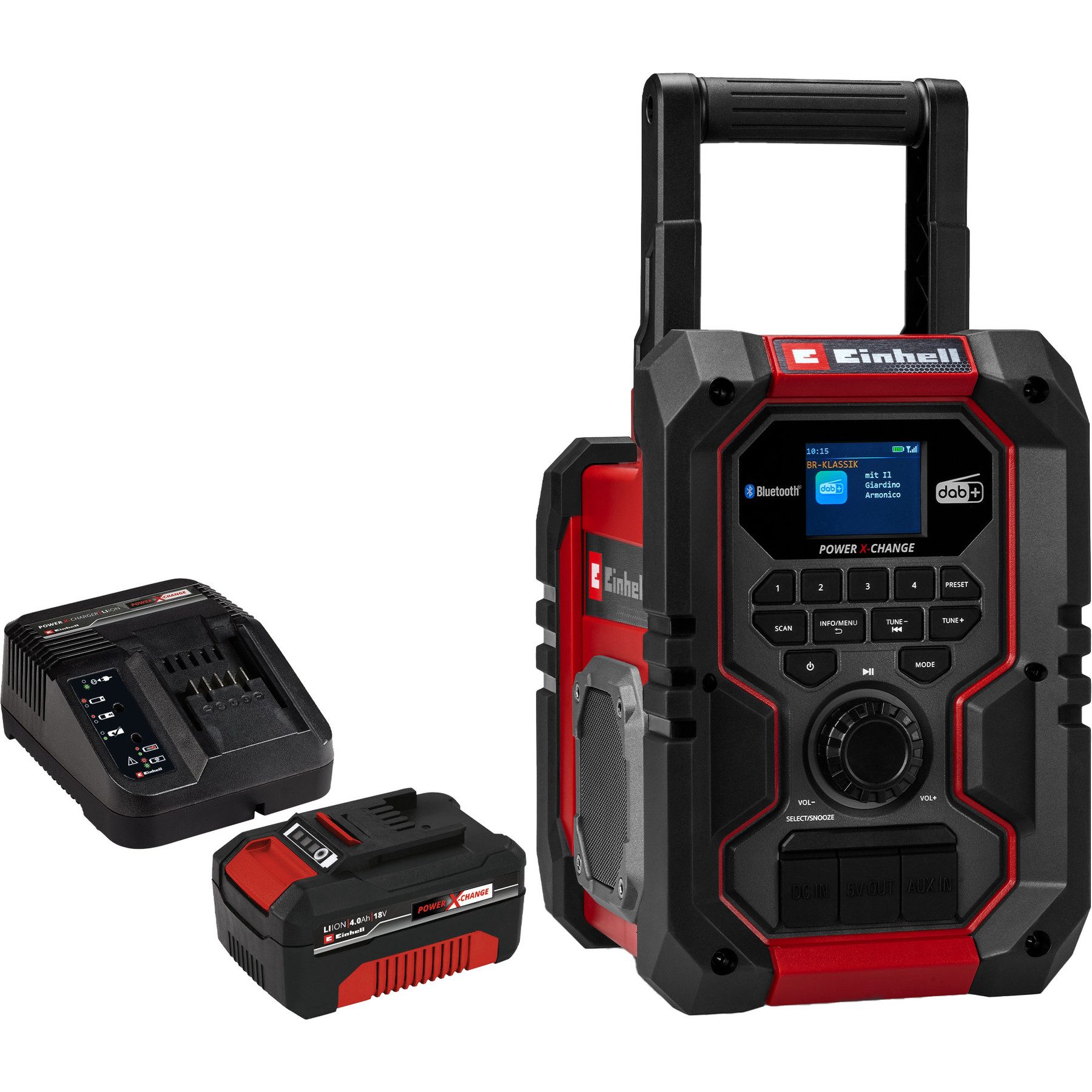 Einhell EINHELL Akku-Radio TE-CR 18 Li DAB+/FM/BT Kit (1x 4,0 Ah) Baustellenradio