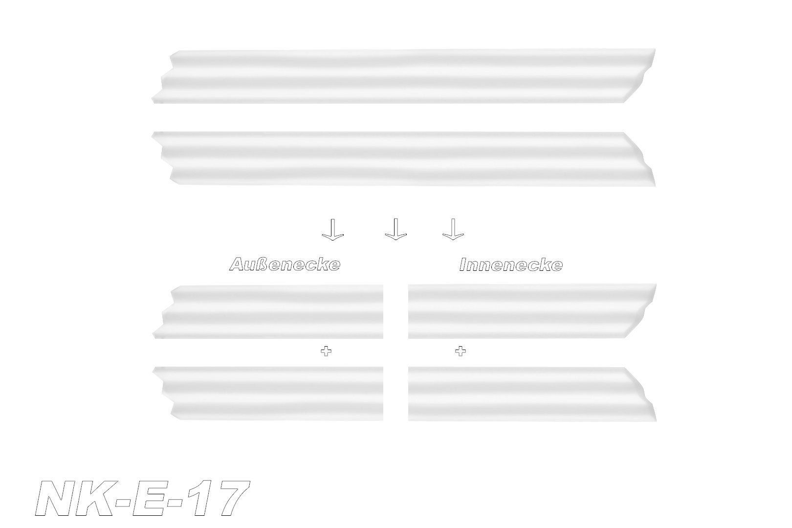 Stuckleiste / Innen- XPS E-17 weiß design Styropor E-17, - Decken - Außenecke (1 & E-Leisten Stuck & Deckenleisten 19x30mm Stück), Styroporleisten E-17) (Innen- Außenecke marbet