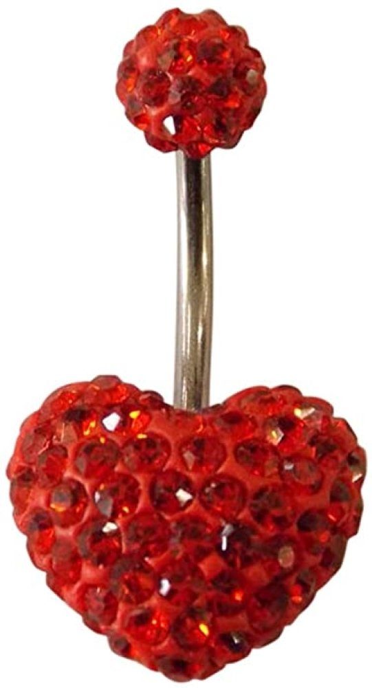 Paletti Bauchnabelpiercing Bauchnabelpiercing mit rotem Kristallsteinen Herz