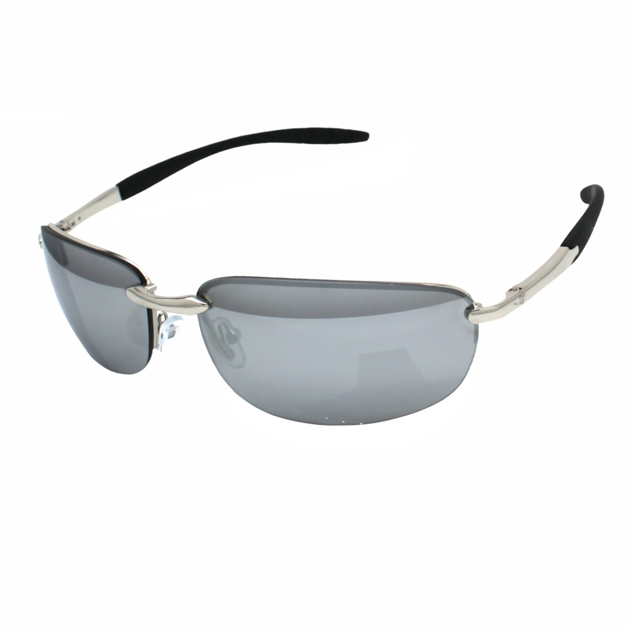 Rennec Sonnenbrille (Ovale Herren Sonnenbrille Schmal Wrap Around Stil mit Federscharniere, Cabrio und Festival Brille mit Brillenbeutel) Ovale Gläser Rahmenlos in Getönt oder Verspiegelt