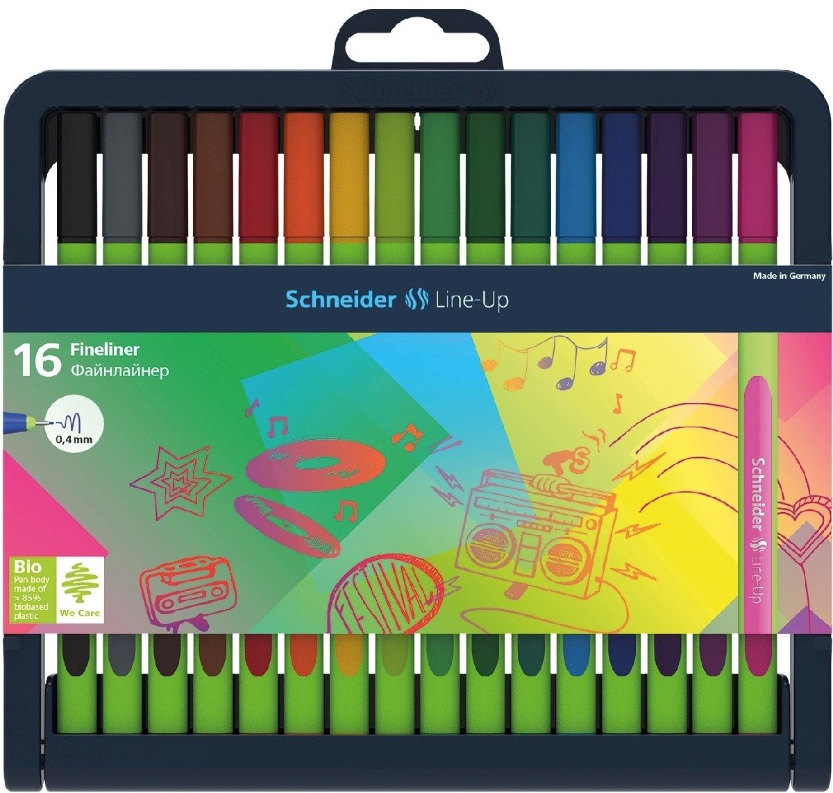 SCHNEIDER Fineliner Fineliner Line-Up 0,4 mm 16er Stiftebox sortiert