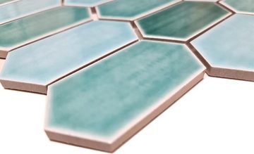 Mosani Mosaikfliesen Keramikmosaik Mosaikfliesen grün glänzend / 10 Mosaikmatten