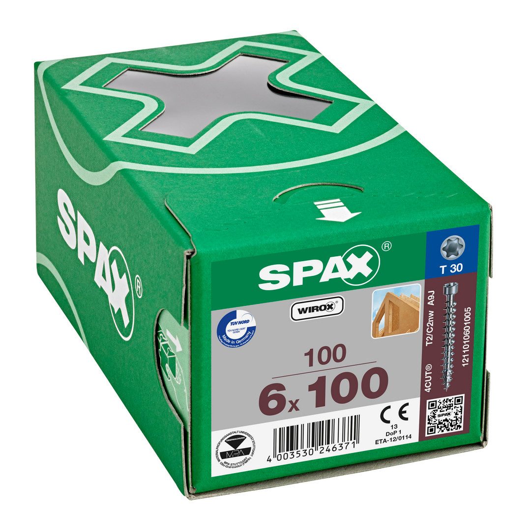 SPAX Schraube Schraube, Zylinderkopf, WIROX, T-STAR plus TX 30, Vollgewinde, (100 St)