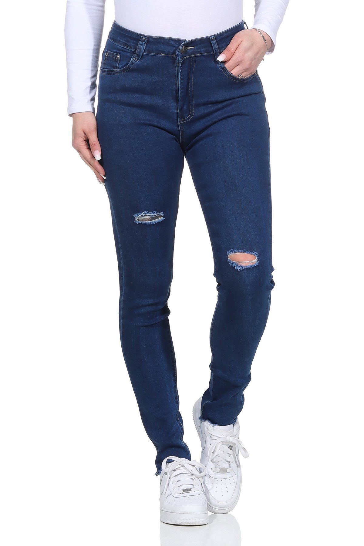 Aurela Damenmode Destroyed-Jeans »Damen Jeanshosen im Used Look 5 Pocket  Jeans mit Rissen« online kaufen | OTTO