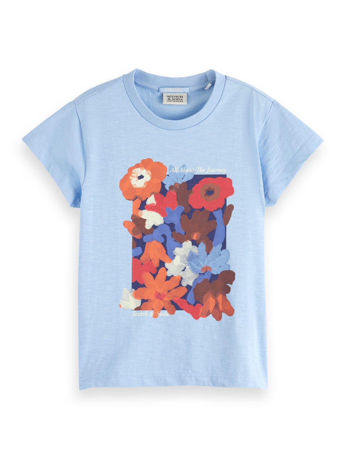 Scotch & Soda T-Shirt SCOTCH & SODA T-Shirt Pazifik Blau mit Blumen-Print, Relaxed Fit