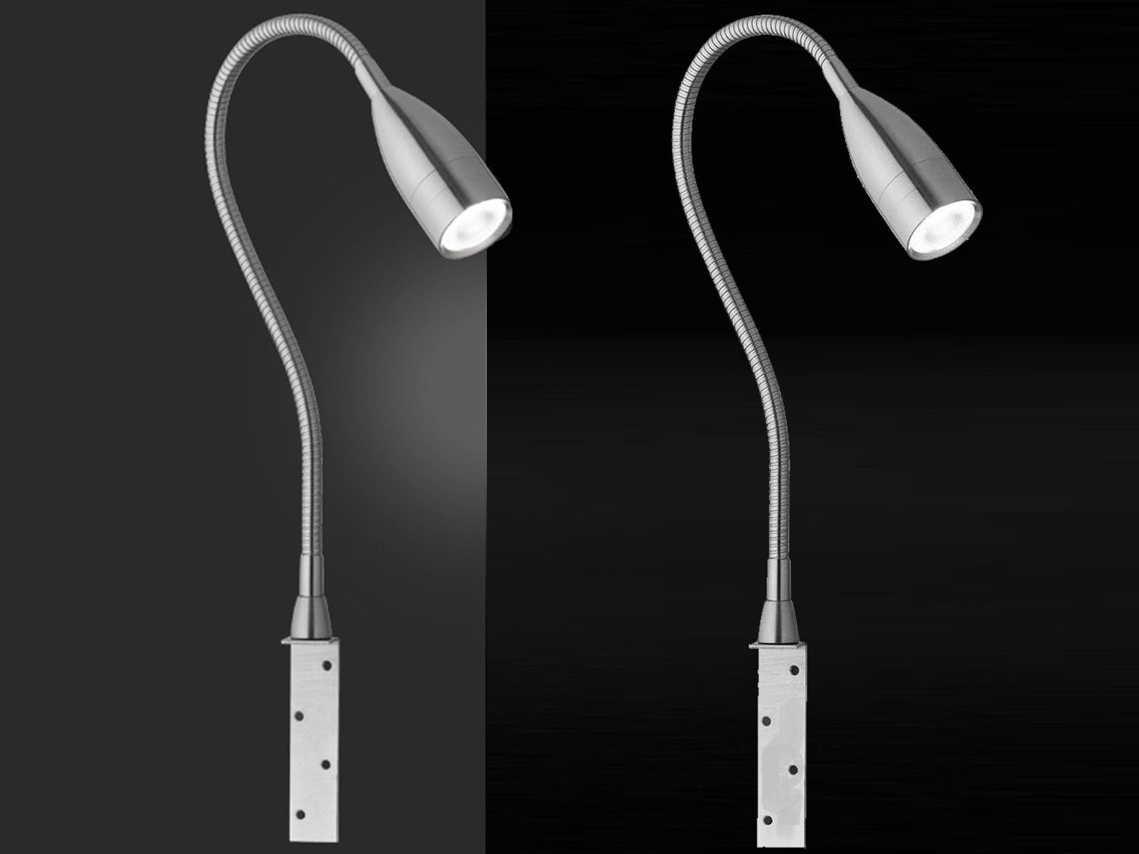 FISCHER & HONSEL LED Leselampe dimmbar für Bett Kopfteil, Breite 4cm, Dimmfunktion, LED fest integriert, Warmweiß, 2er SET Bett-Leuchten für Kopfteil Couch, Schwanenhals-Lampen dimmbar