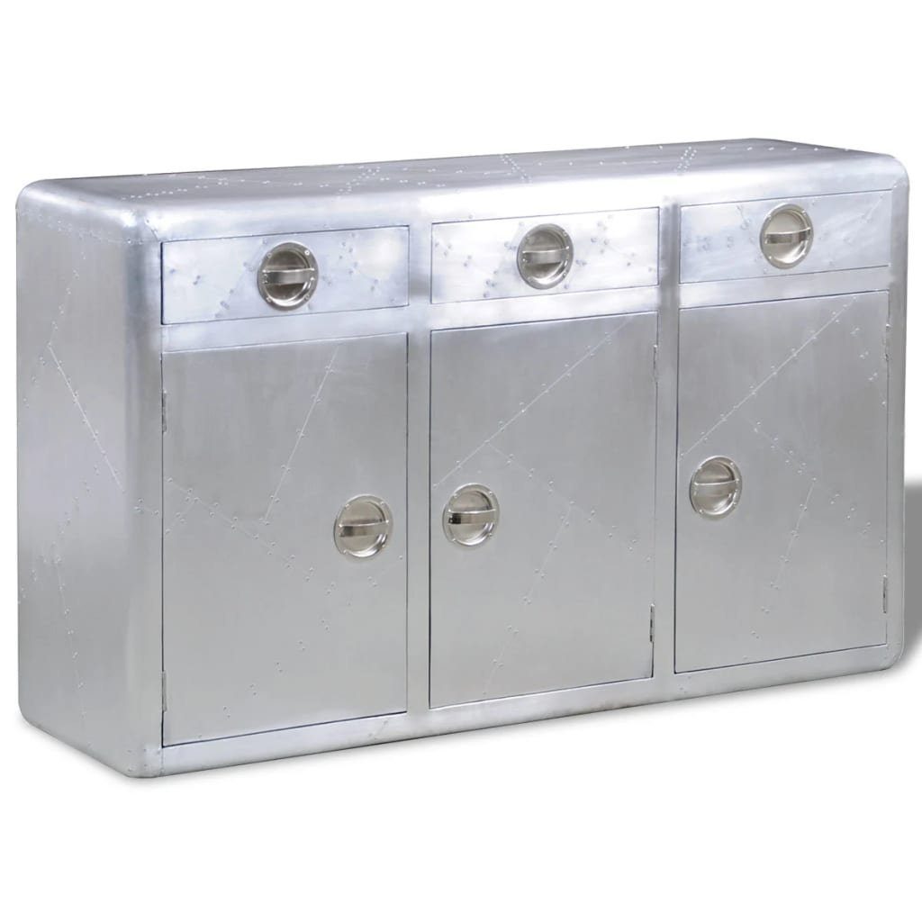 Sideboard Sideboard mit 3 Schubladen Vintage Flugzeug-Stil Aluminium