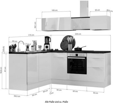 RESPEKTA Küche Elisabeth, vormontiert, inkl. E-Geräte, Breite 220 cm