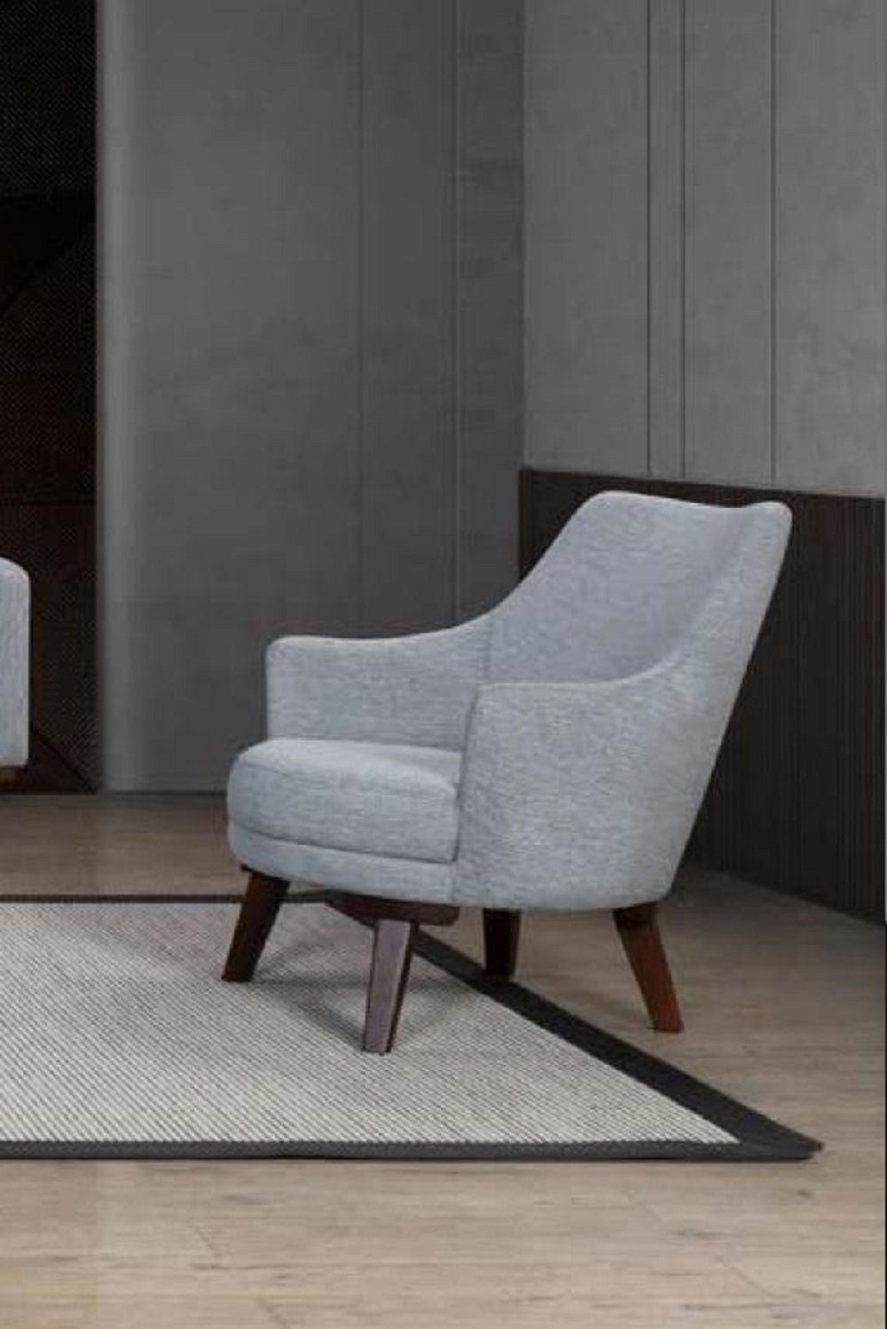 JVmoebel Sessel Designer Sessel 1 Sitzer Grau Stoff Textil Luxus Möbel Einsitzer Neu