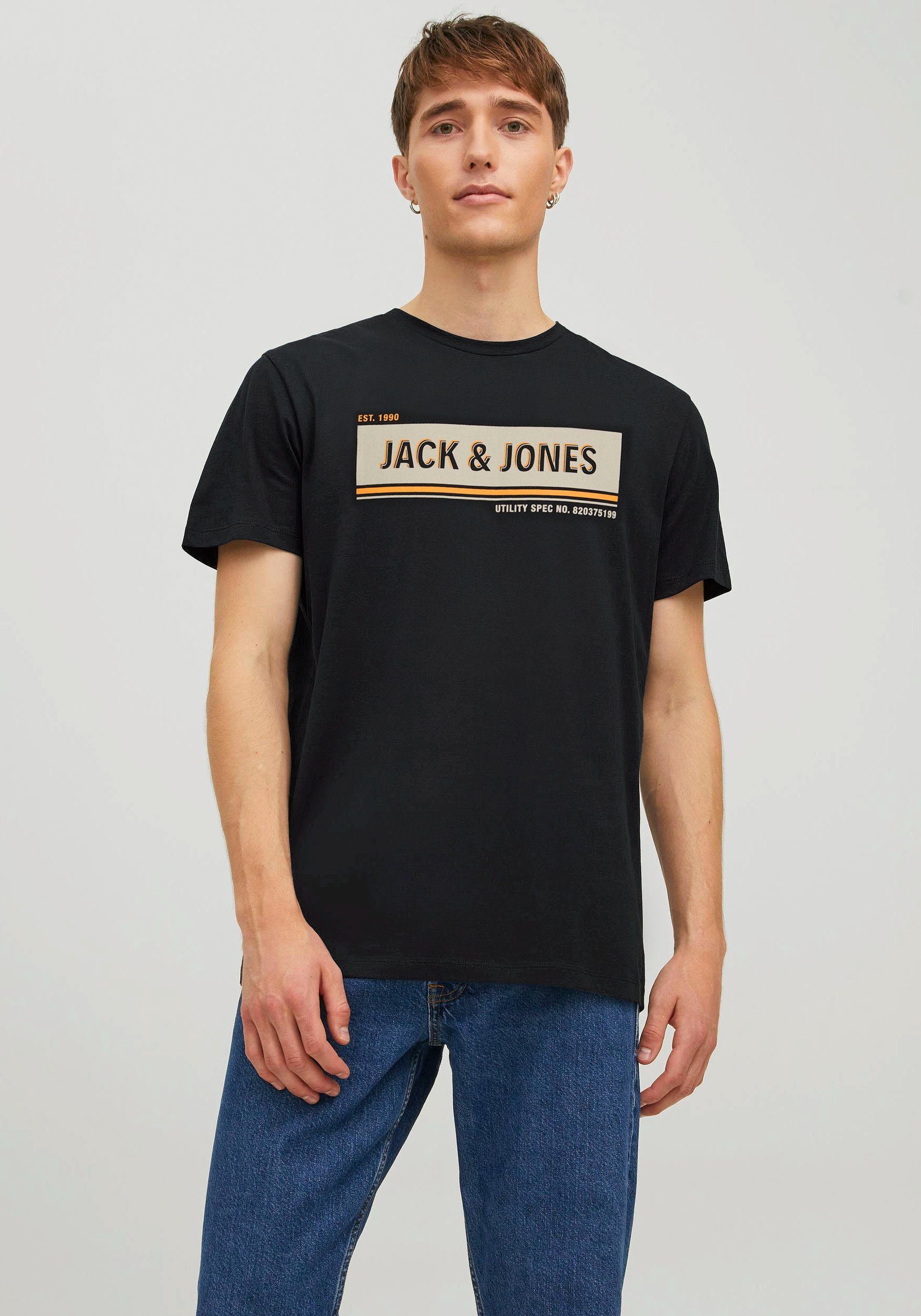 Jack & Jones Rundhalsshirt JCOADAM TEE SS CREW NECK FST Black | T-Shirts