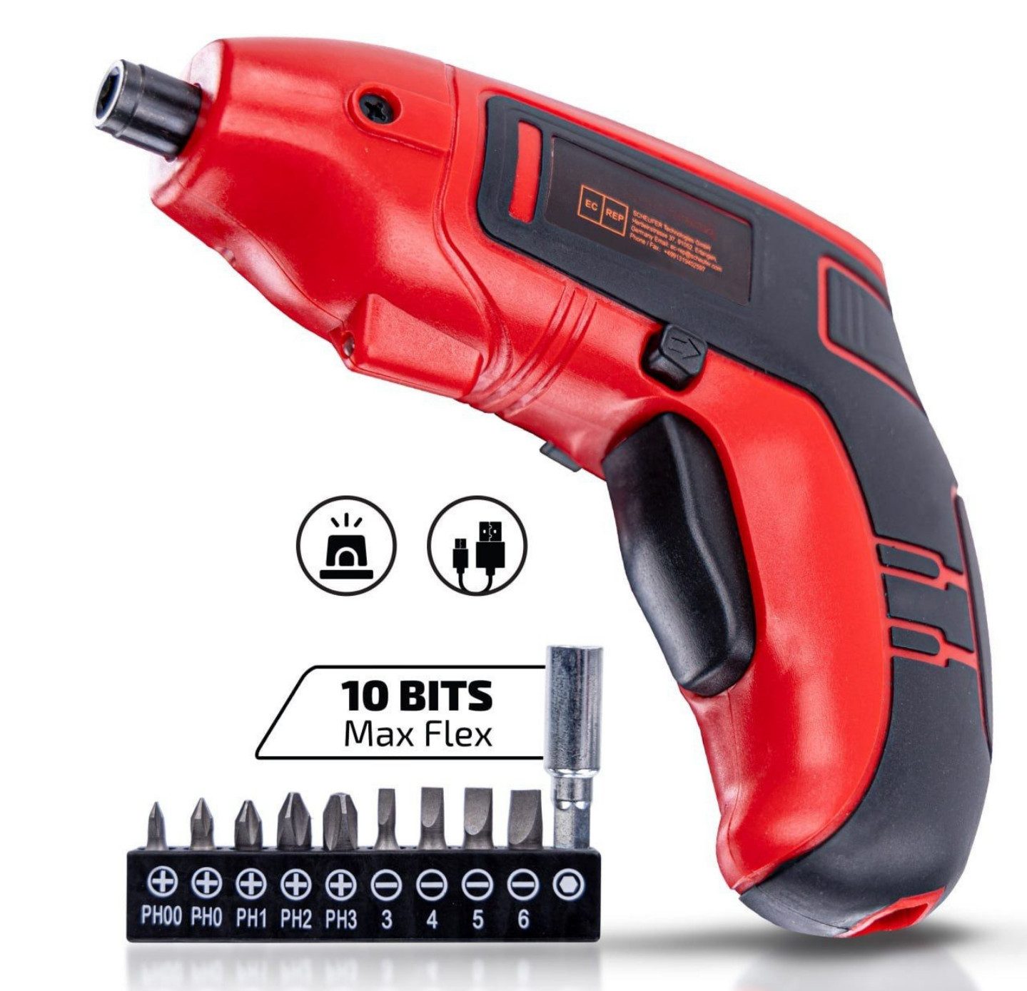 Aleapow Akku-Schrauber, 200,00 U/min, 5,00 Nm, (Mini Akkuschrauber, 11-tlg., 2000mAh 3,6 V Akkuschrauber Klein), Schraubendreher mit 9+1 Bits LED Licht, USB Ladekabel für Schrauben