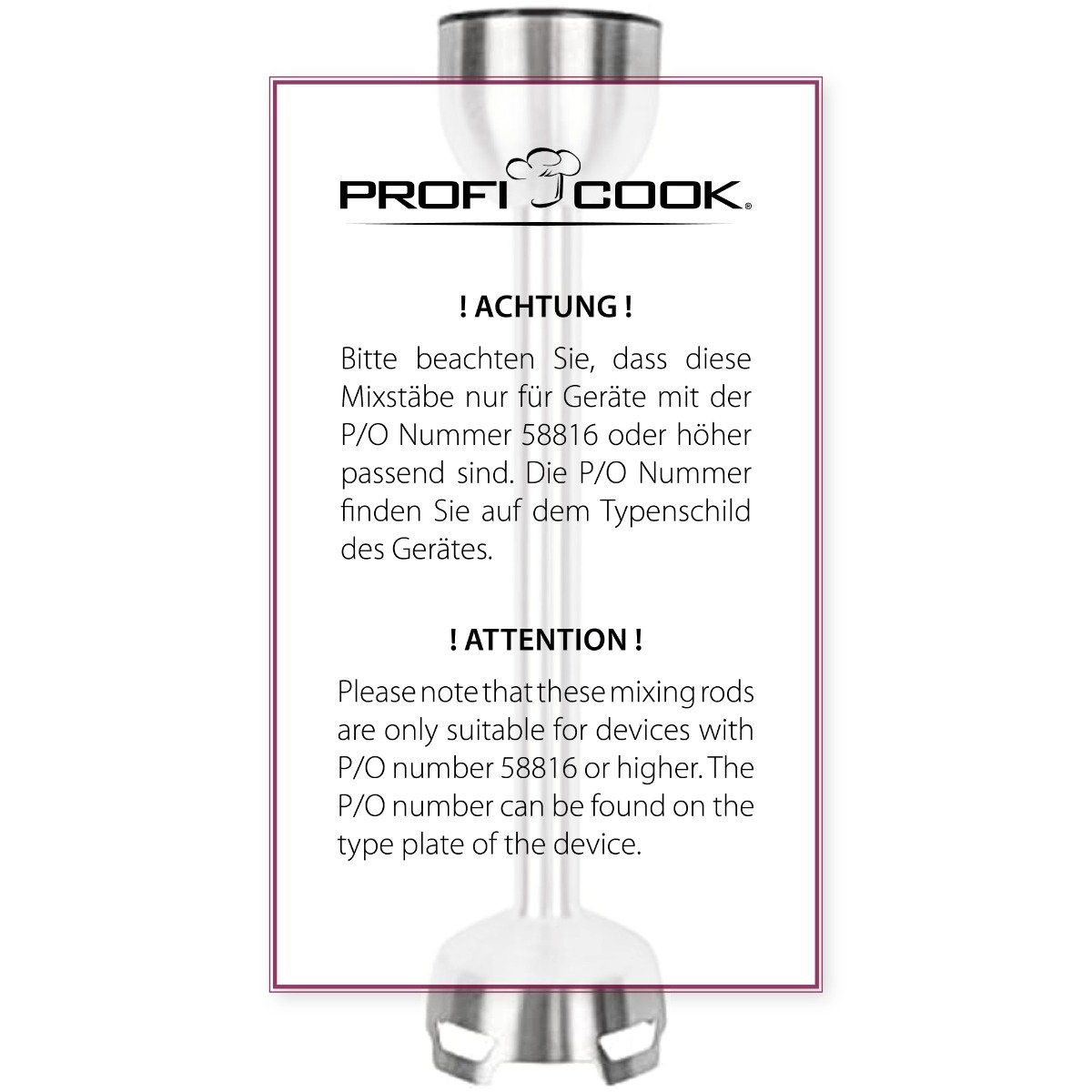 ProfiCook Küchenmaschinen Zubehör-Set PC-SM 1094, PC-SMS 1220 Mixstab, Original ProfiCook Mixstab PC-SM 1094/PC-SMS 1220