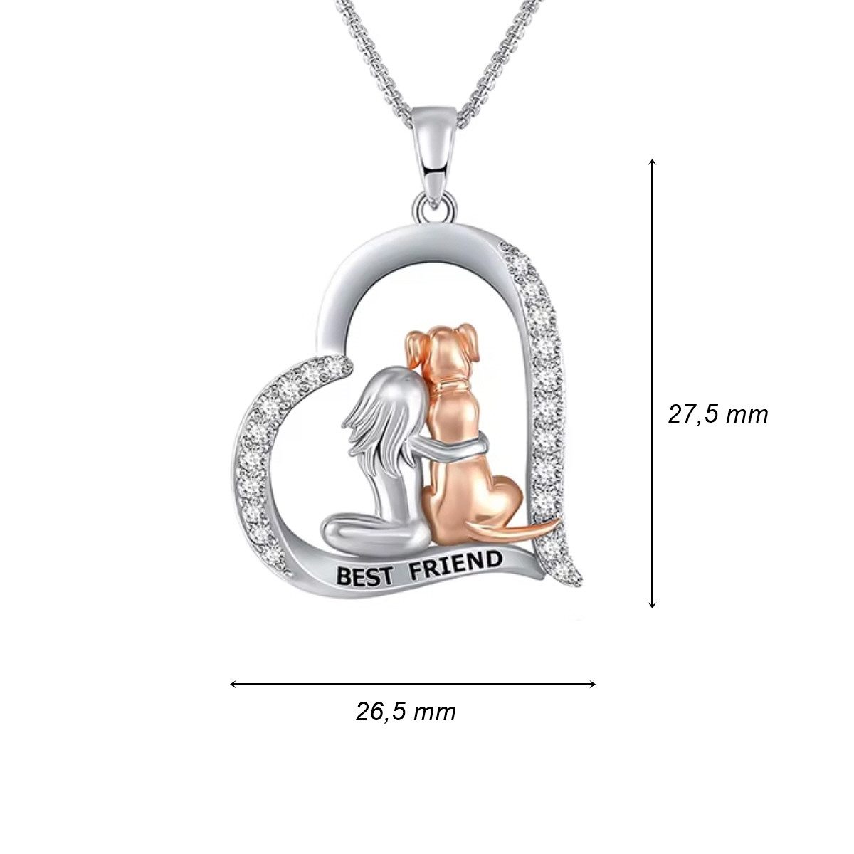 ELLAWIL Silberkette Hundemotiv Herzkette Zirkonia Glitzerstein Beste Freund günstig online kaufen