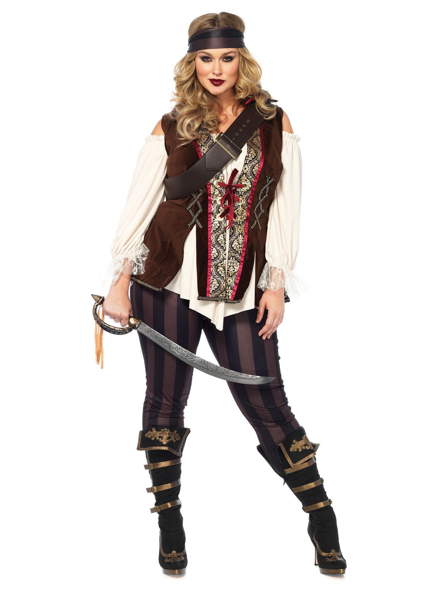 Leg Avenue Piraten-Kostüm Miss Piratenkapitän XXL, Edles Piraten Kostüm für Damen