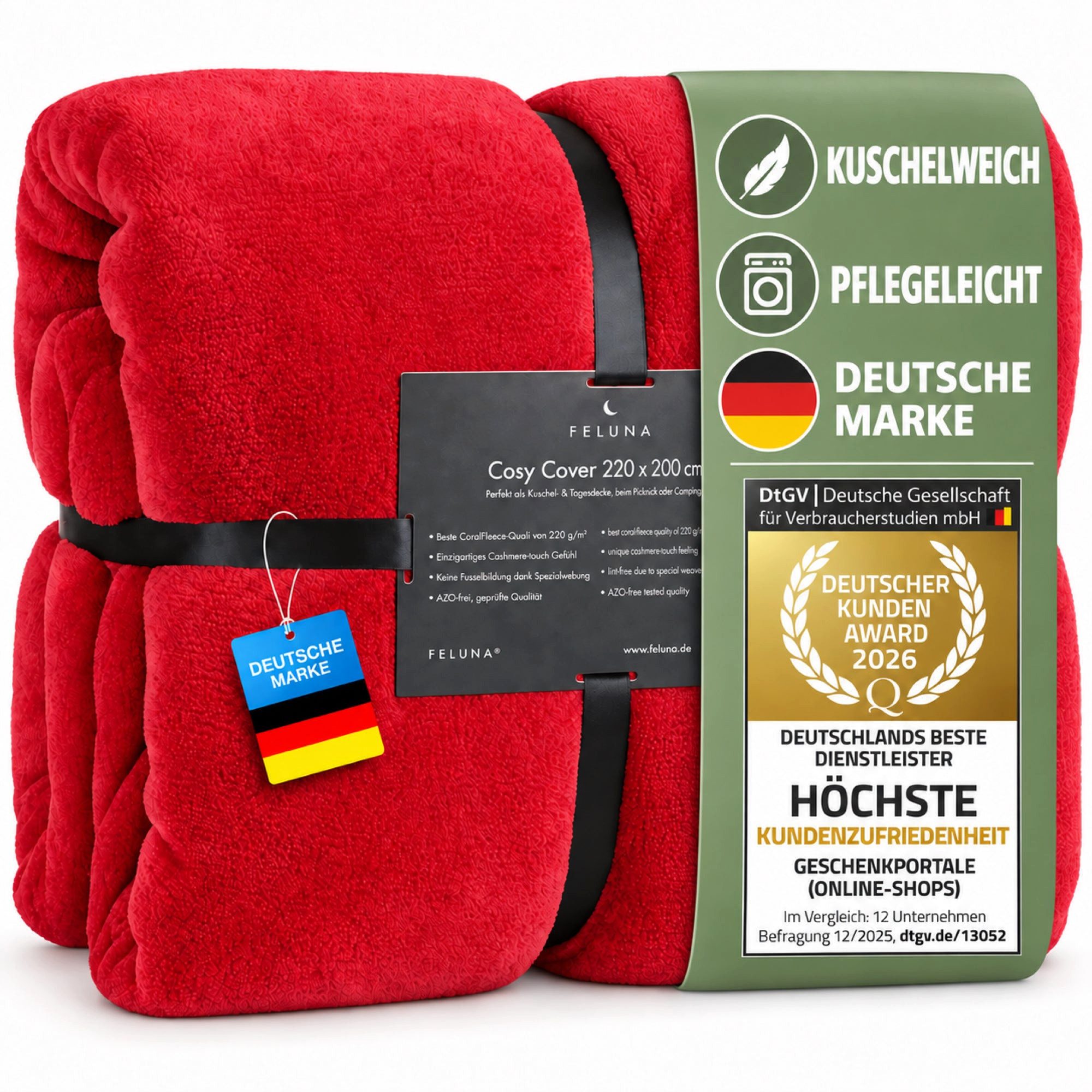 Wohndecke FELUNA Coral Fleece Kuscheldecke XXL – Superweicher Cashmere-Touch, Feluna, Tagesdecke Kaschmir-Touch 220 x 200 cm