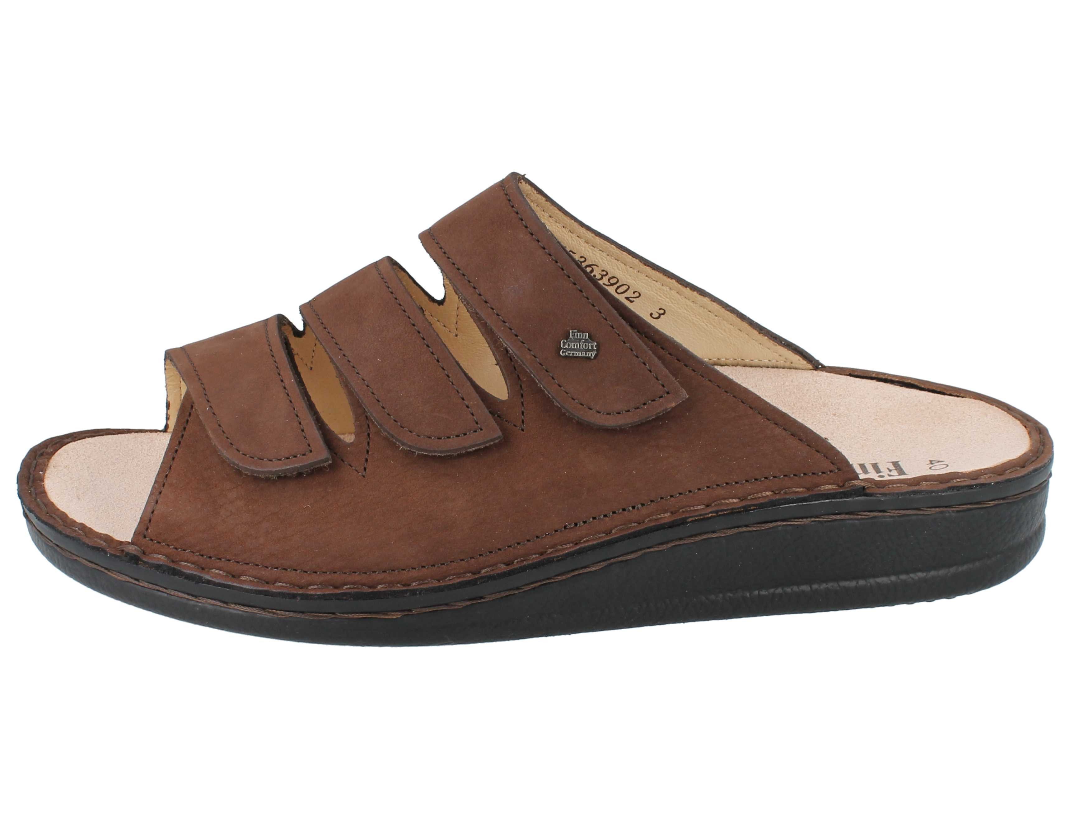 Finn Comfort FINN COMFORT Korfu Herren Pantolette nussbraun Nubukleder - Größe: Hausschuh Wechselfußbett