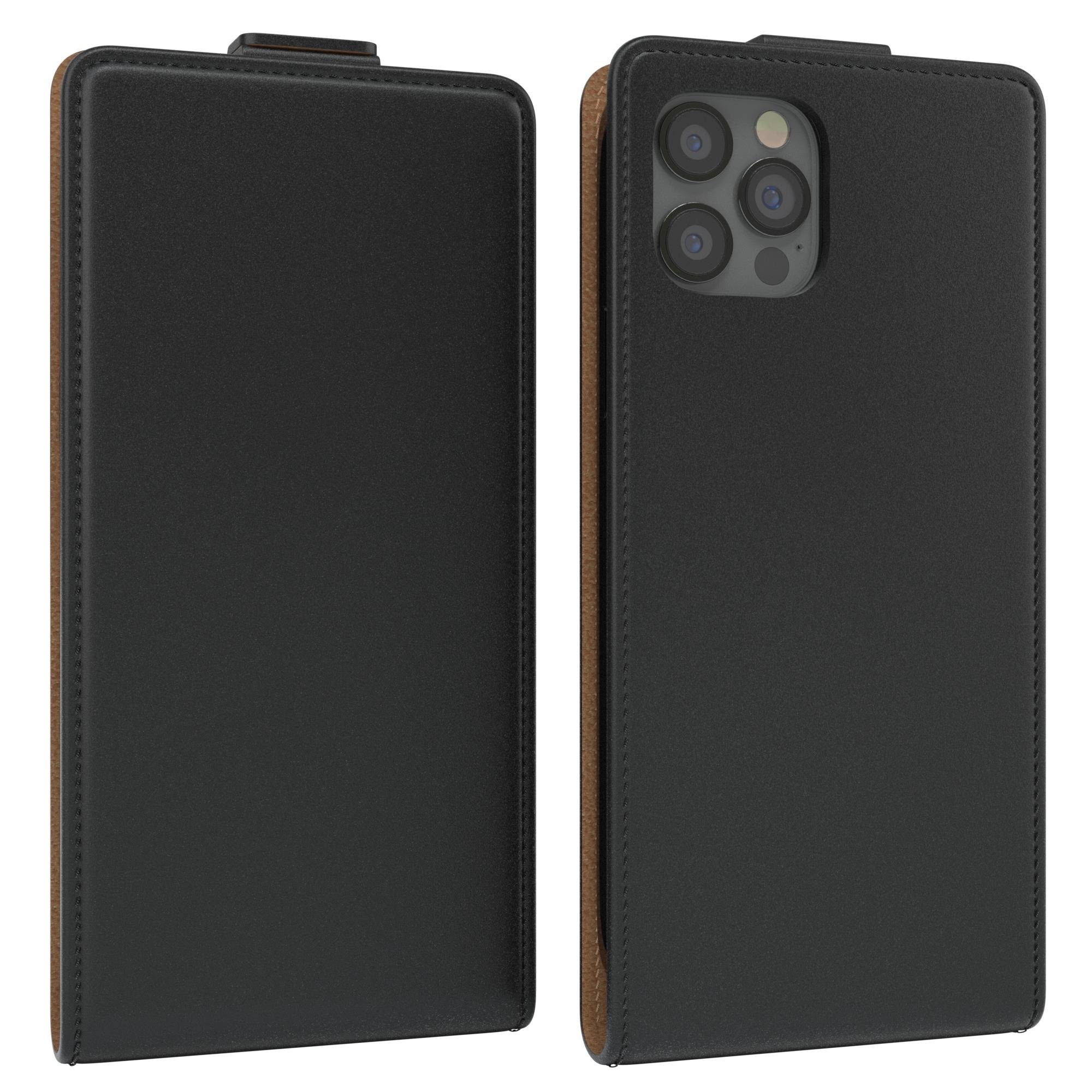 EAZY CASE Handyhülle Flipcase für Apple iPhone 12 / iPhone 12 Pro 6,1 Zoll, Tasche Klapphülle Handytasche zum Aufklappen Etui Kunstleder Schwarz