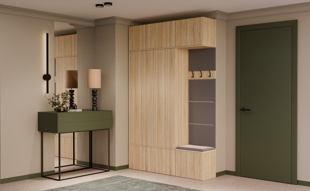 Raumhirsch Furniture Schuhschrank Garderobenschrank für Flur und Eingangsbereich (Kleiderschrank sowie Schuhschrank im SET) verschiedene Farben
