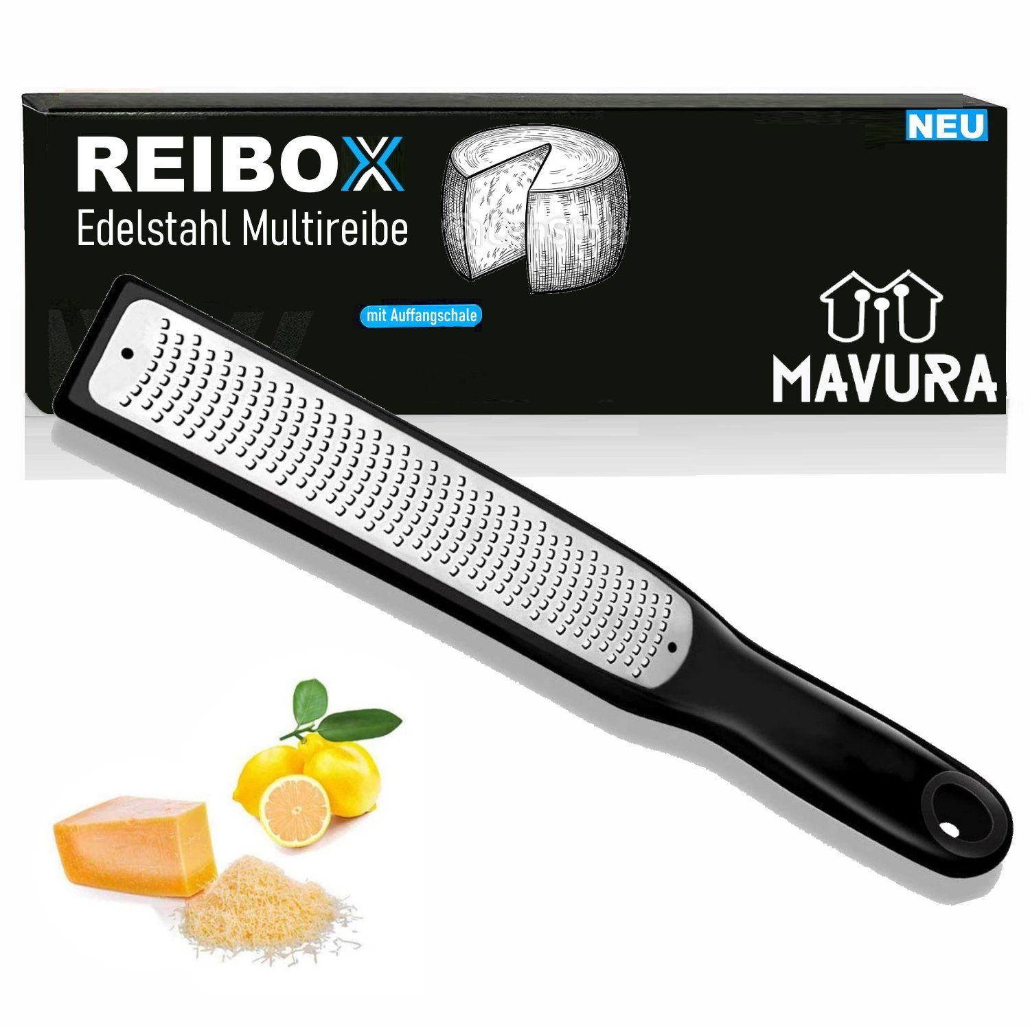 MAVURA Käsereibe REIBOX Premium Parmesanreibe Käsehobel Zester Reibe Raspel, für Schokoladen Ingwer Käse Zitrone Parmesan Muskatnuss Ingwer Zimt