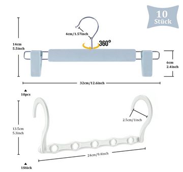 Homewit Kleiderbügel 10 Stück Hosenspanner mit Clip Hosenbügel Rockbügel Clipbügel, (Set, 10-tlg), Kleidung aufhängen