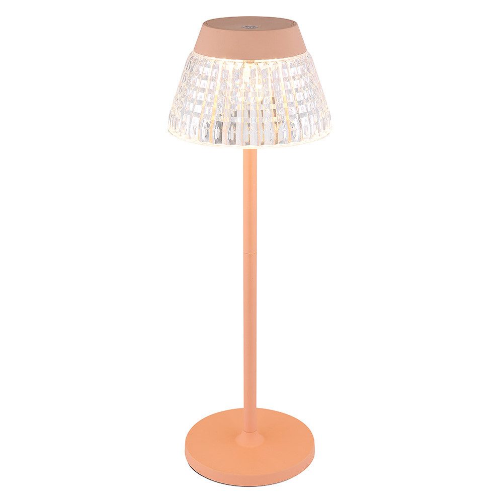 GLOBO LIGHTING LED Tischleuchte, LED-Leuchtmittel fest verbaut, Warmweiß, Tischleuchte Beistellleuchte Touchdimmer LED pfirsichfarben Akku USB