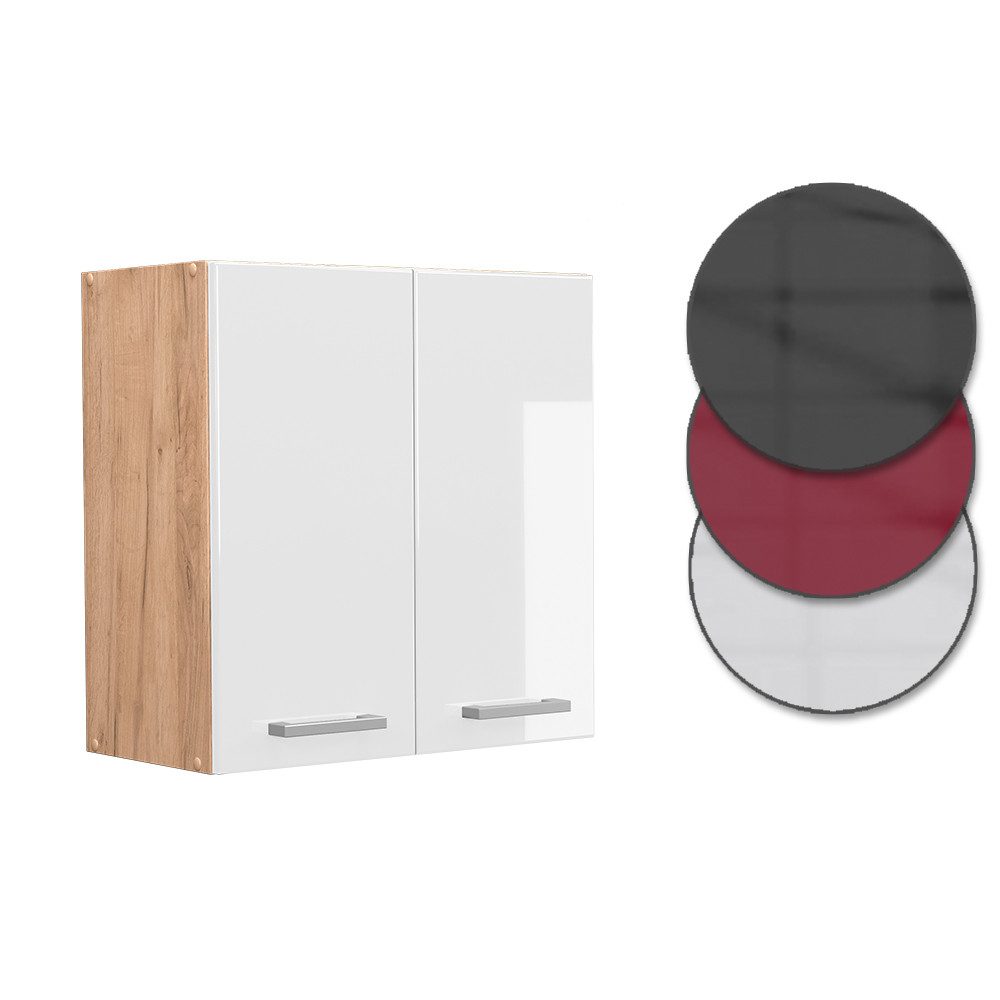 Vicco Hängeschrank R-Line, Weiß Hochglanz/Goldkraft Eiche, 60 cm (1-St)