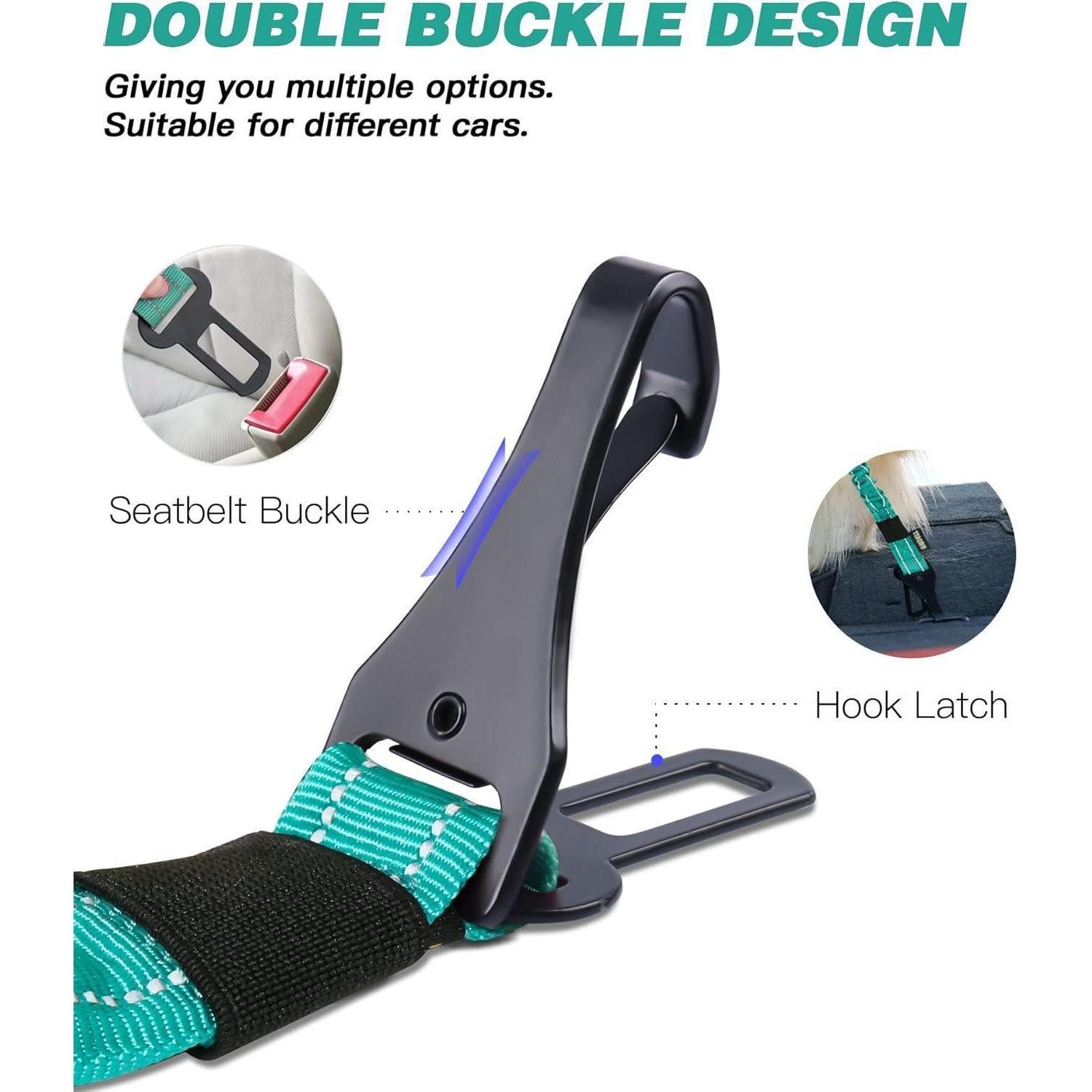 LuxusKollektion Autohundegeschirr Anschnallgurt Hund Auto Bungee Geschirr Clip Karabiner Türkis