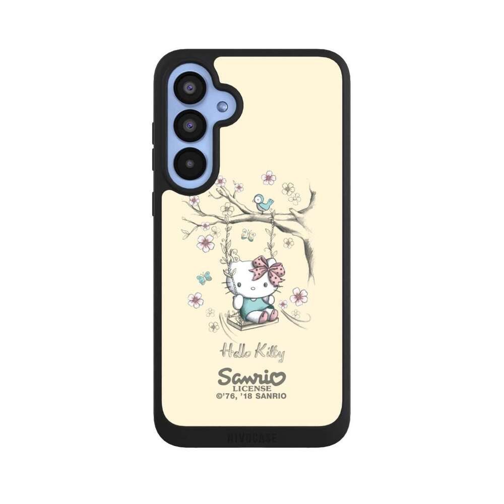 NIVOCASE Handyhülle Hello Kitty Fanartikel Offizielles Lizenzprodukt Hello Kitty Natur, Samsung Galaxy A55 5G Handyhülle Hülle NIVOpure Case Schwarz