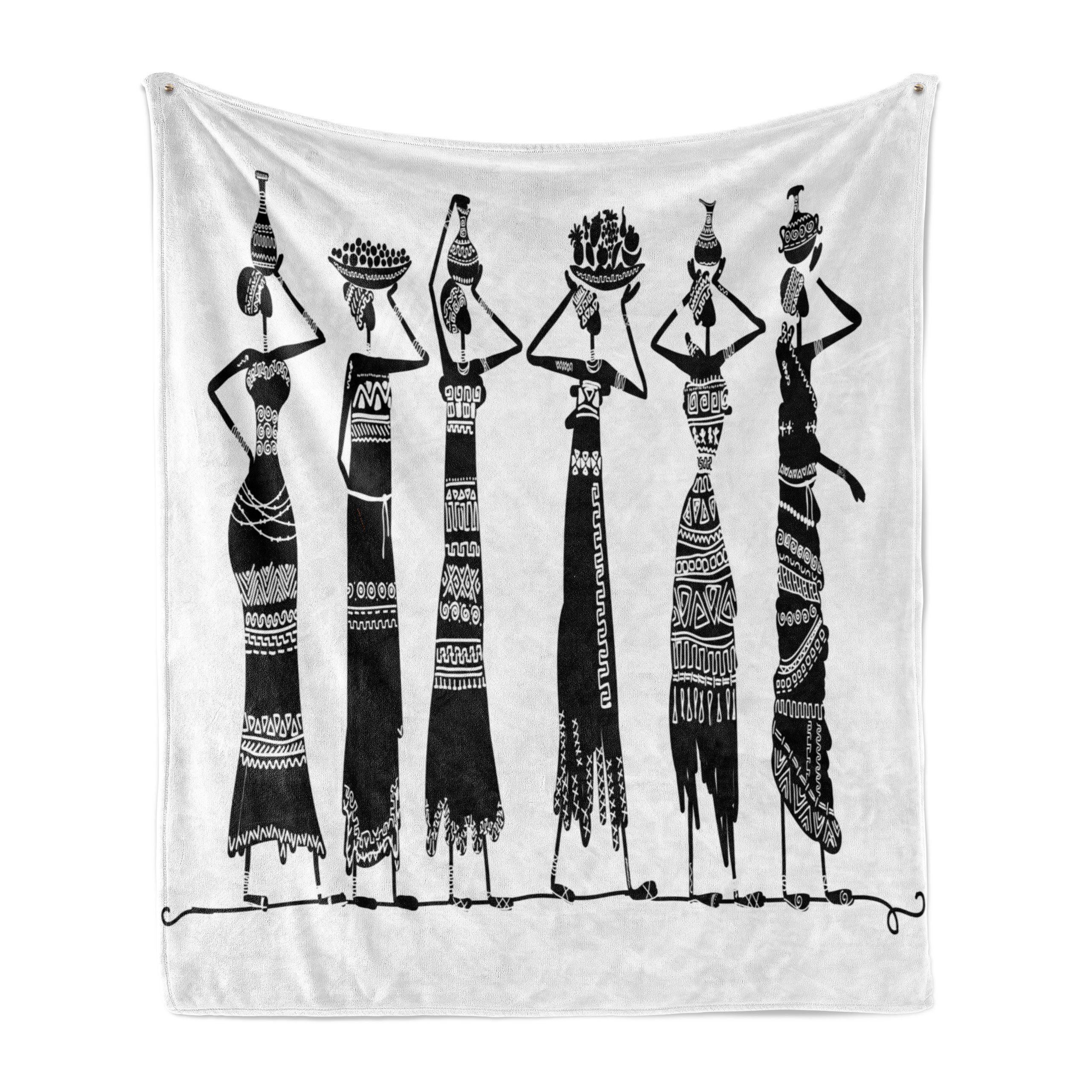 Wohndecke Gemütlicher Plüsch für den Innen- und Außenbereich, Abakuhaus, afrikanische Frau Frauen Krug Kleid