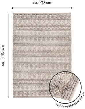 Wollteppich Hägga, LUXOR living, rechteckig, Höhe: 15 mm, Handweb Teppich, reine Wolle, handgewebt, Hoch-Tief Struktur
