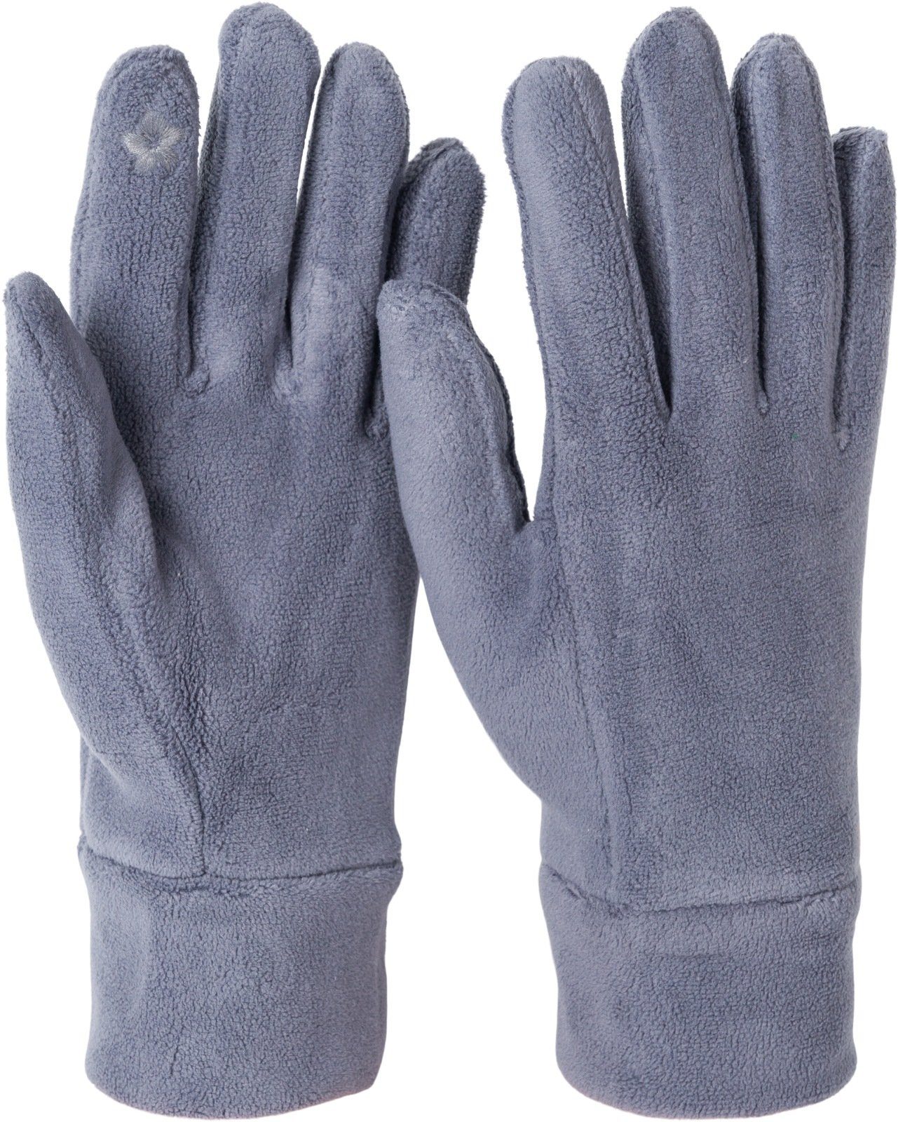 styleBREAKER Fleecehandschuhe Einfarbige Touchscreen Fleece Handschuhe Dunkelgrau