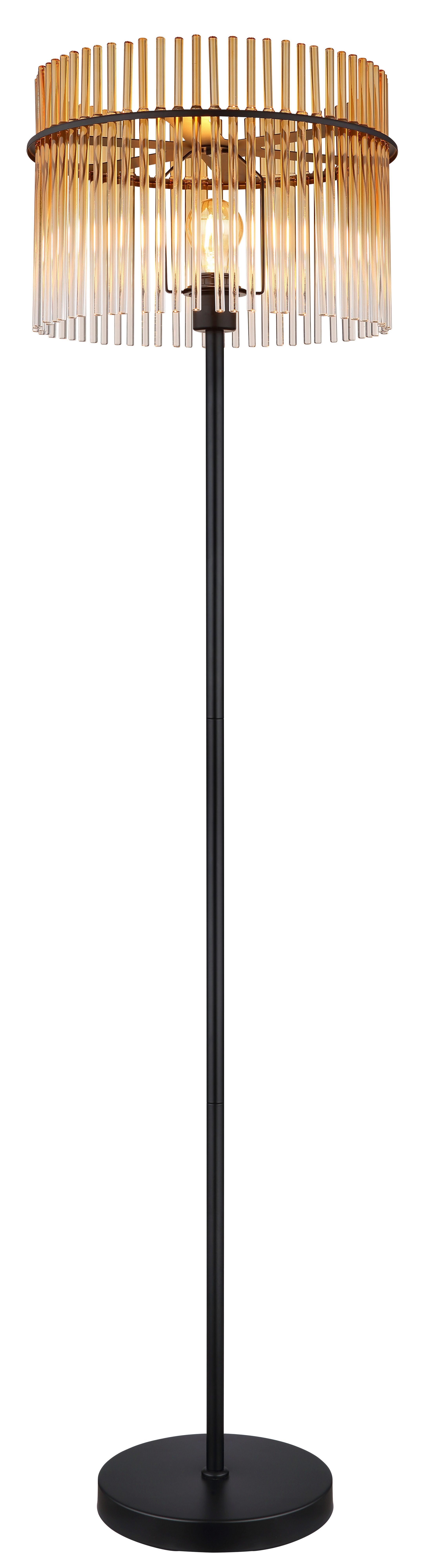 GLOBO LIGHTING Stehlampe GORLEY, ohne Leuchtmittel, Stehlampe schwarz Glasstäbe amber klar verlaufend elegant